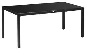 Tavolo da Giardino 180x80x72 cm in Alluminio e Vetro Temperato Nero