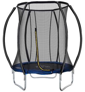 Trampolino Tappeto Elastico per Bambini Ø225x235 cm in Acciaio e PVC Nero e Blu