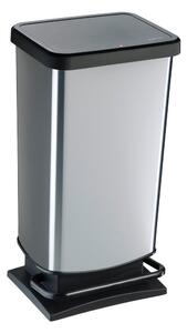 Cestino per la spazzatura argentato in plastica con pedale 40 l Paso – Rotho