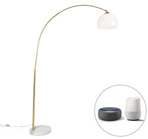 Lampada ad arco intelligente in ottone con paralume bianco incluso Wifi A60 - Arc Basic