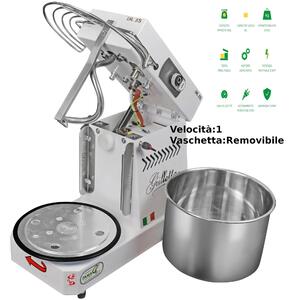 Impastatrice Grilletta IM 5S-230 1 Velocit� - Dimensioni 25x49x h 39 cm Capacit� impasto 5 kg Impastatrice a spirale con testa SOLLEVABILE Cestello removibile inserimento facile impasto
