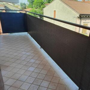 Rotolo rivestimento frangivista in rattan per balconi e recinzioni antivento Brixo - Black 90x300 cm