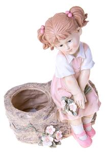 Pianta Artificiale Bambina Seduta con Vaso 33 5 cm