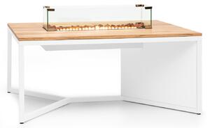 Blumfeldt Tofino, stufa a gas con tavolo, metallo, legno di quercia, pietra lavica, 7 kW