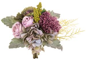 Set 2 Bouquet Artificiali con Protea e Cavolo H 31 cm