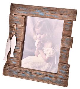 Set 2 Porta Foto Legno con Pesci 32x3x34 cm