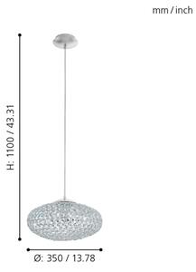 Eglo 95286 - Lampadario a sospensione con filo CLEMENTE 1xE27/60W/230V