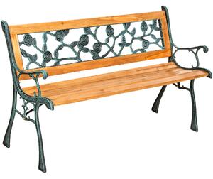 Tectake panchina da giardino marina, in legno e ghisa 2 posti, 124 x 52 x 74 cm