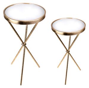 Set 2 Tavolini Rotondi 36 x 71 cm Specchio