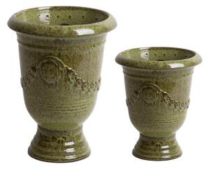 Set 2 Vaso Andalusia in ceramica verde scuro H 58 cm