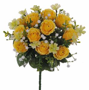 Set 3 Bouquet Artificiali di Rose e Gipsophila H 33 cm