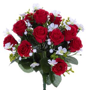 Set 3 Bouquet Artificiali di Rose e Gipsophila H 33 cm