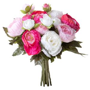 Set 3 Bouquet Artificiali Ranuncoli con 12 Fiori H 25 cm