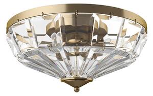Plafoniera Contemporanea Facet Metallo Oro 4 Luci Diffusori Vetro