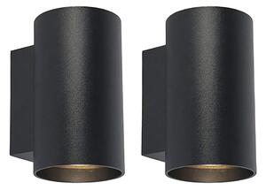 Set van 2 moderne wandlampen zwart rond - Sandy