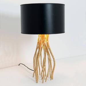 Holländer Lampada da tavolo nera Capri, rotonda H 44 cm