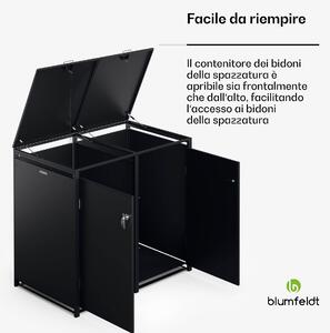 Blumfeldt BinSafe - Cassetta per 2 bidoni dei rifiuti 240 L, resistente alle intemperie, con lucchetto, in acciaio galvanizzato