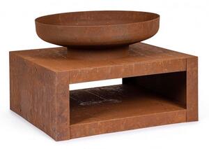 Braciere da Giardino 70x70x38h cm con Portalegna Efesto Ruggine