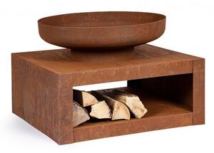 Braciere da Giardino 70x70x38h cm con Portalegna Efesto Ruggine