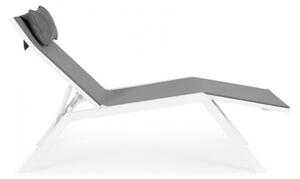 Lettino Chaise Longue da Giardino 65,5x177x105h cm con Cuscino Poggiatesta Krion Bianco