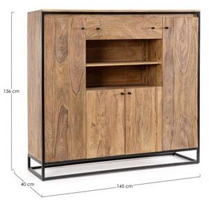 Credenza Alta 4 Ante 145x40x136h cm 1 Cassetto Nartan
