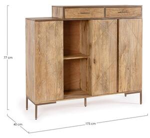 Credenza Alta 3 Ante 2 Cassetti 145x40x132h cm Jaidev