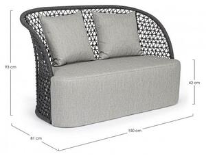 Divano 2 Posti 150x81x93h cm con Cuscini Cuyen Antracite