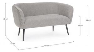 Divano 2 Posti 126x70x68h cm Avril Grigio Bouclè