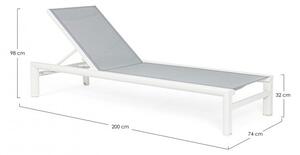 Lettino Prendisole da Giardino 74x200x98h cm Skipper New con Ruote Bianco