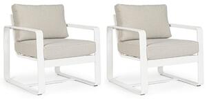 Set 2 Poltrone 74x78x84h cm con Cuscini Merrigan Bianco