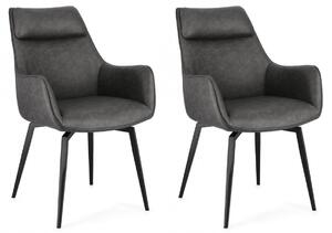 Set 2 Poltrone 56x65x92h cm Lawrence Pu Antracite