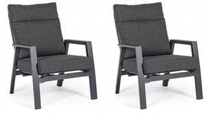 Set 2 Poltrone 72x81x98h cm Reclinabili con Cuscini Kledi Antracite