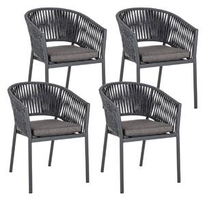 Set 4 Sedie 57x60x80h cm con Braccioli e Cuscini Florencia Antracite