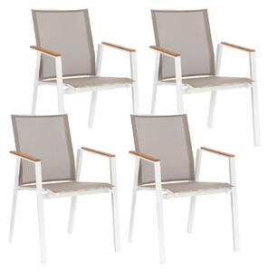 Set 4 Sedie da Giardino 59x61x88h cm con Braccioli Cameron Bianco