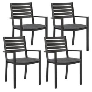 Set 4 Sedie da Giardino 55x56,5x86,5h cm con Braccioli e Cuscini Helina Antracite