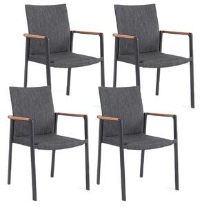 Set 4 Sedie da Giardino 59x60,5x89h cm con Braccioli Jalisco Antracite