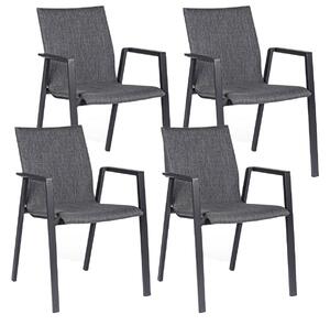 Set 4 Sedie da Giardino 55,5x60x83h cm con Braccioli Odeon Antracite Gr Scuro