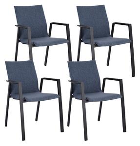 Set 4 Sedie da Giardino 55,5x60x83h cm con Braccioli Odeon Antracite Denim