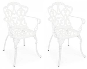 Set 2 Sedie da Giardino 57,5x58x87,5h cm con Braccioli Victoria Bianco