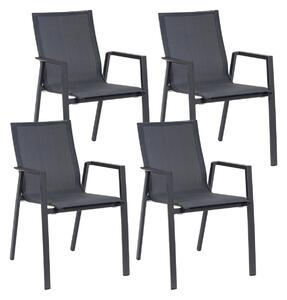 Set 4 Sedie da Giardino 56x61,5x88h cm con Braccioli Krion Antracite