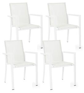 Set 4 Sedie da Giardino 56,2x60x88h cm con Braccioli Konnor Bianco