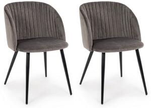 Set 2 Sedie 53x57x81,5h cm Queen Velvet Grigio Cadetto