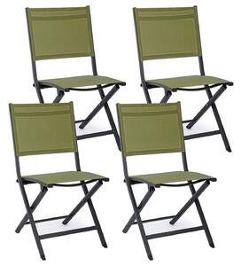 Set 4 Sedie Pieghevole da Giardino 47x57x88h cm Elin Antracite e Verde