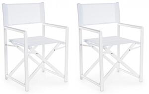 Set 2 Sedie Regista da Giardino 48x56x86h cm Taylor Bianco