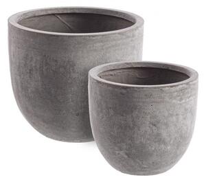 Set 2 Vasi Cement Basso Grigio