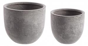 Set 2 Vasi Cement Basso Grigio
