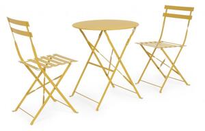 Set Tavolino e 2 Sedie da Giardino Bistrot Wissant Ocra