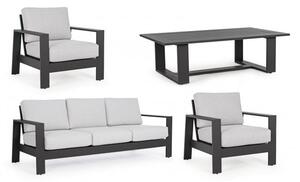 Set Salotto da Giardino Divano 2 Poltrone e Tavolino Baltic Antracite