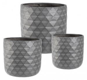 Set 3 Vasi Pyramid Antracite