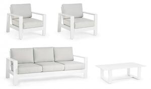 Set Salotto da Giardino Divano 2 Poltrone e Tavolino Baltic Bianco